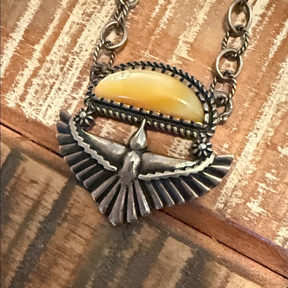 American West Golden Mother of Pearl Eagle necklace